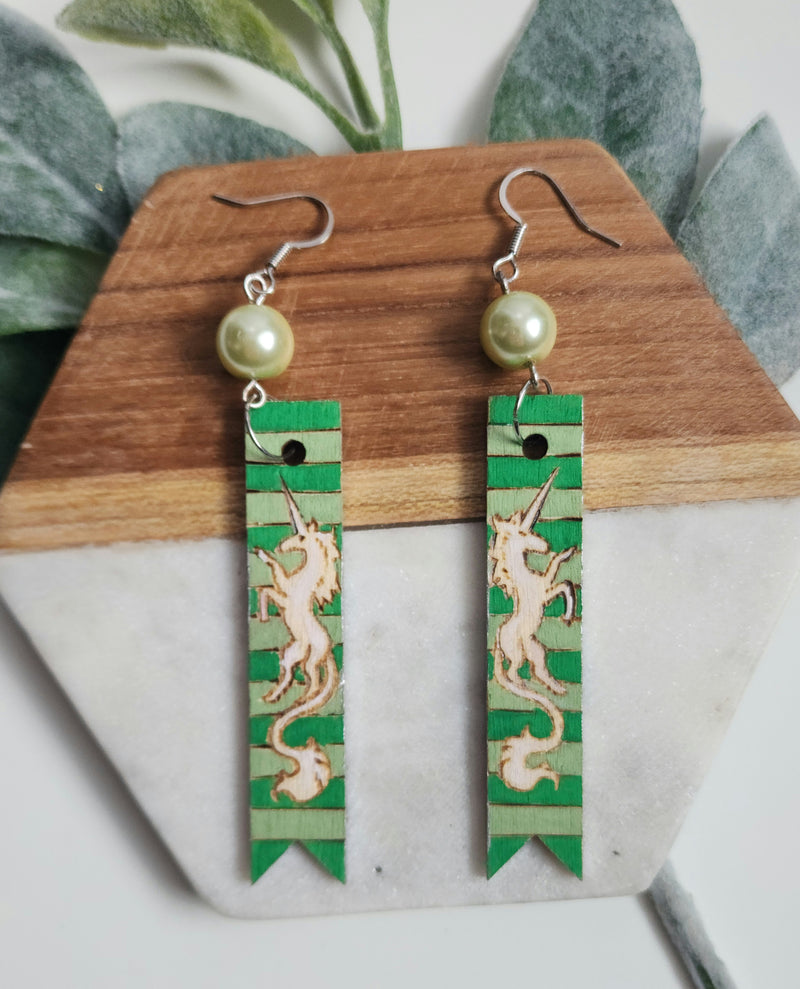 Green Unicorn Earrings