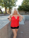 Lace Up Red Tank Top