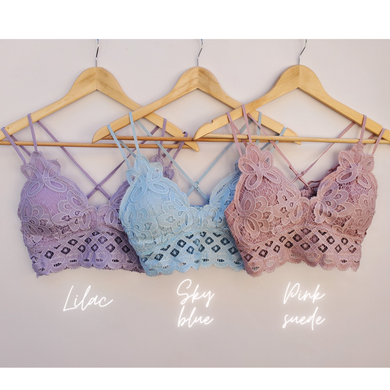 PINK SUEDE LACE BRALETTE