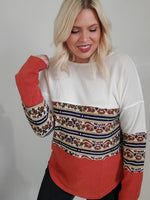 PATTERNED COLOR BLOCK TOP