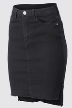 Black Denim Mid Length Pencil Skirt