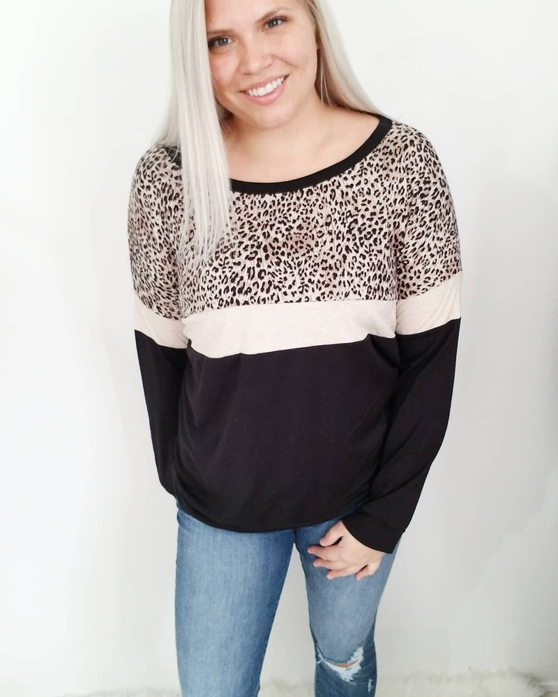 LEOPARD AND BLACK SWEATER