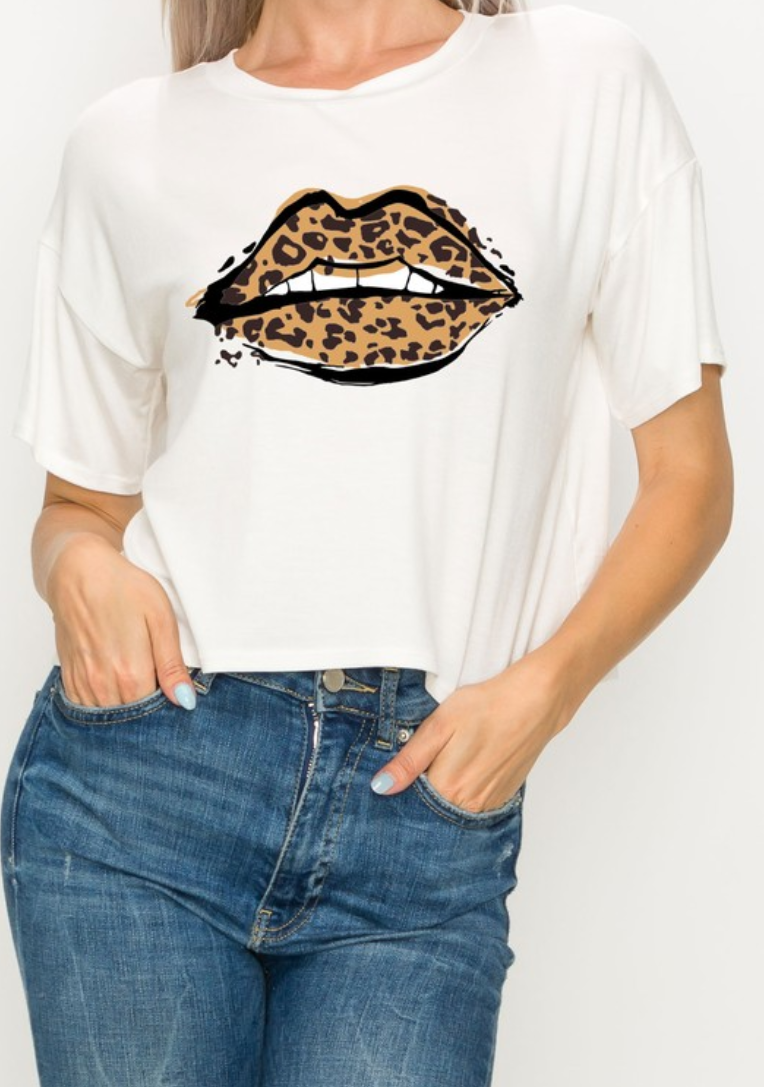 Leopard Lip Crop Top