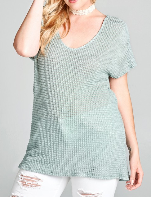 Waffle Top With Back Detail SIZES 1XL-3XL